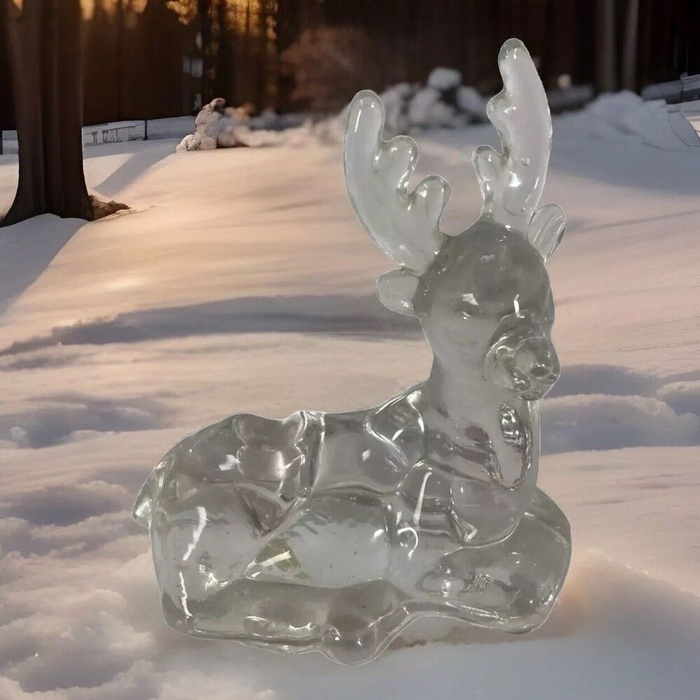 Two’s Company Glass Reindeer Candle Holder 4"Long 4" Tall 2" Wide Vintage Taiwan